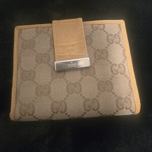 Vintage GUCCI GG Logo Canvas Leather Bifold Wallet